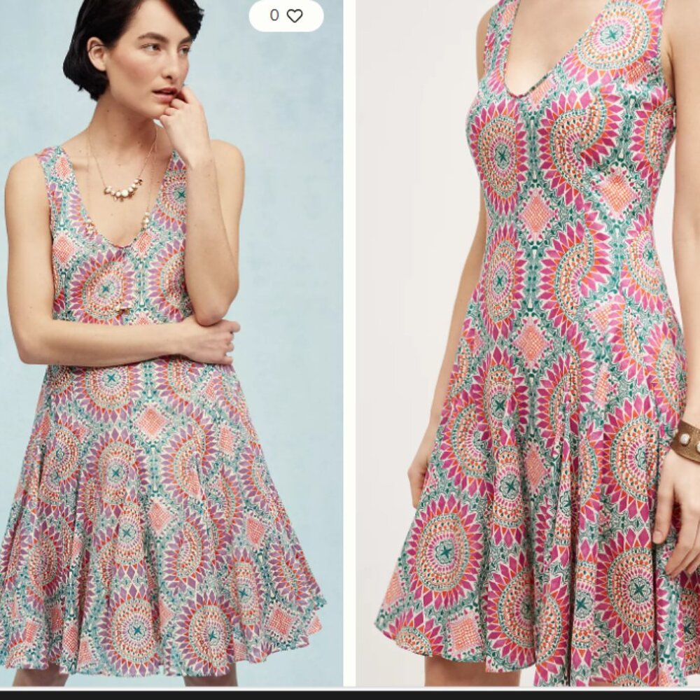 Anthropologie HD In Paris South Island Medallion Dress women’s 6